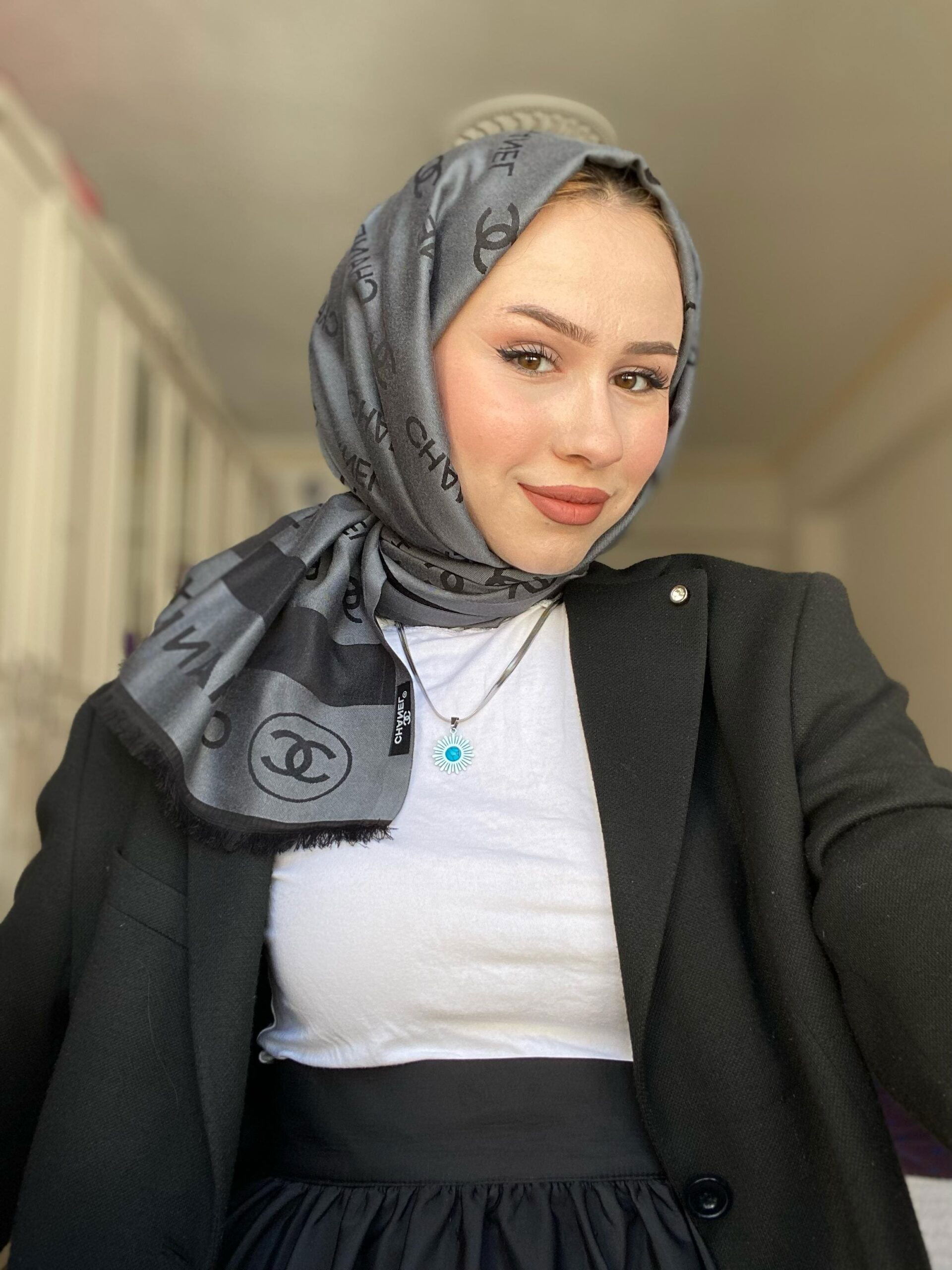 Chanel Çİft Taraflı Kaşmir Şal – Antrasit