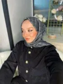 Lv Desenli İpek Kaşmir Çift Taraflı Şal - Antrasit