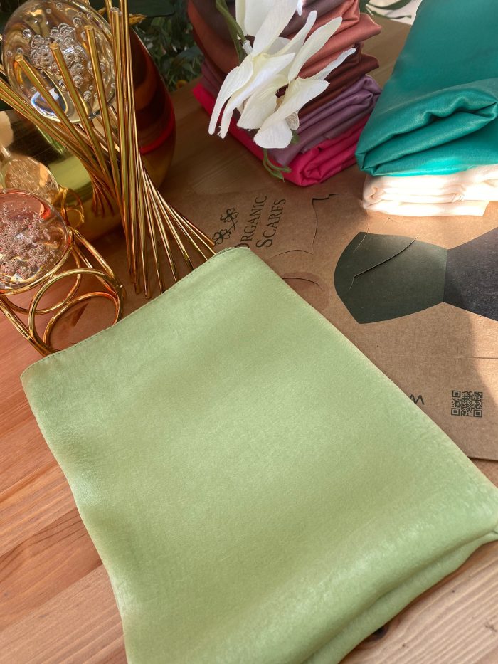 Bambu Kraş Premium İpek Şal - Lime - Organic ScarfsOrganic Scarfs