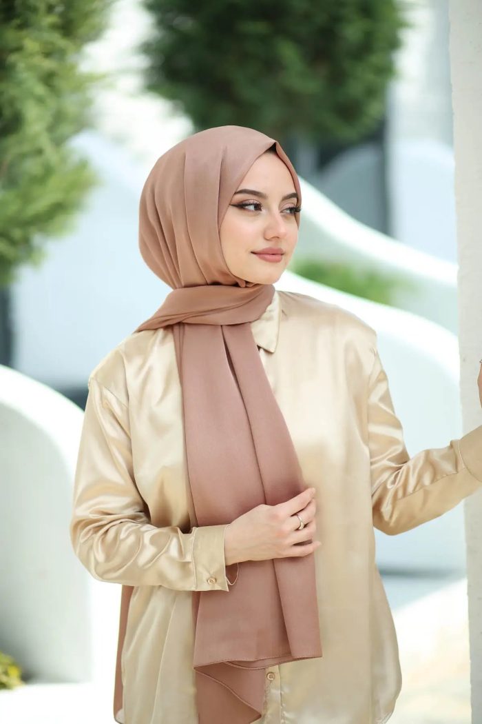 Bambu Kraş Premium İpek Şal - Sütlü Kahve - Organic ScarfsOrganic Scarfs