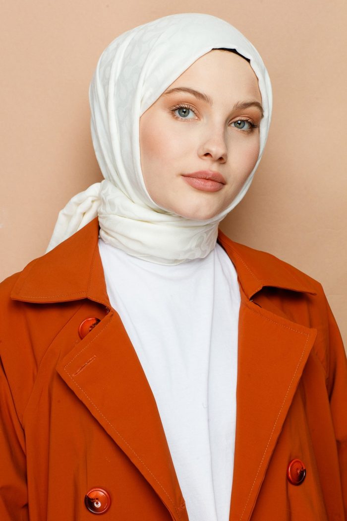 BLOOM Desen Jakar Şal - Krem - Organic ScarfsOrganic Scarfs