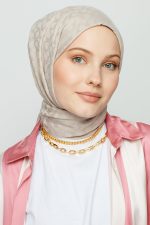 BLOOM Desen Jakar Şal - Latte - Organic ScarfsOrganic Scarfs