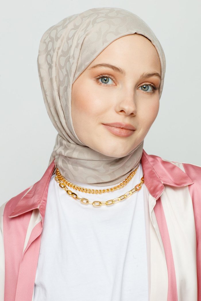 BLOOM Desen Jakar Şal - Latte - Organic ScarfsOrganic Scarfs