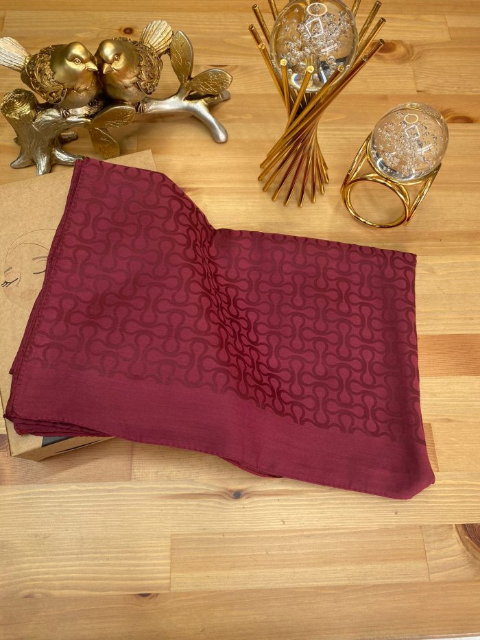 Bloom Desen Pamuk İpeksi Jakar Şal - Bordo - Organic ScarfsOrganic Scarfs