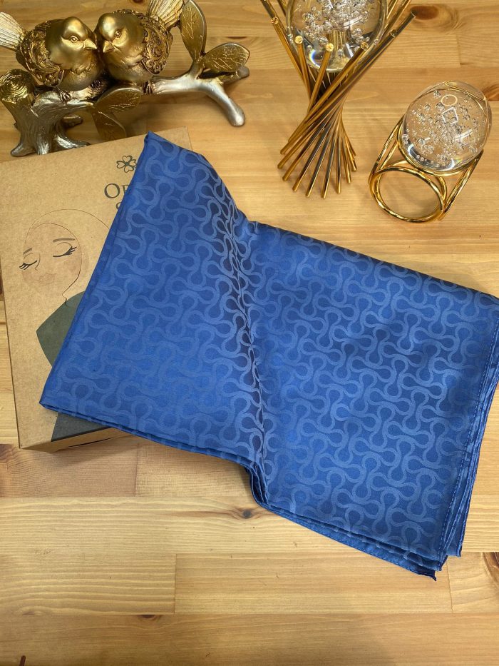 Bloom Desen Pamuk İpeksi Jakar Şal - İndigo - Organic ScarfsOrganic Scarfs