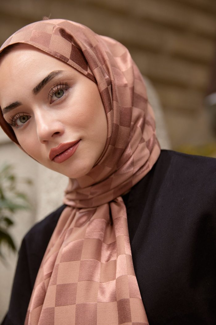Bonjela Marka Dama İpeksi Jakar Şal - Mocha - Organic ScarfsOrganic Scarfs