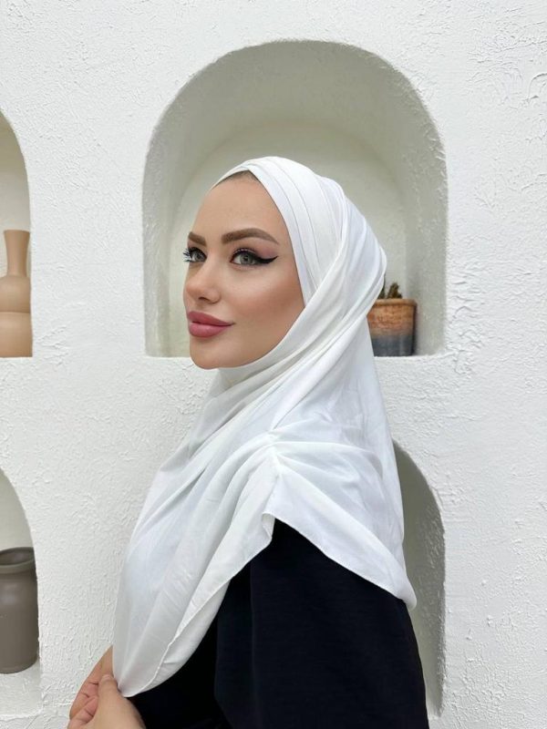 Çapraz Üç Bantlı Uzun Drape Bone – Ekru