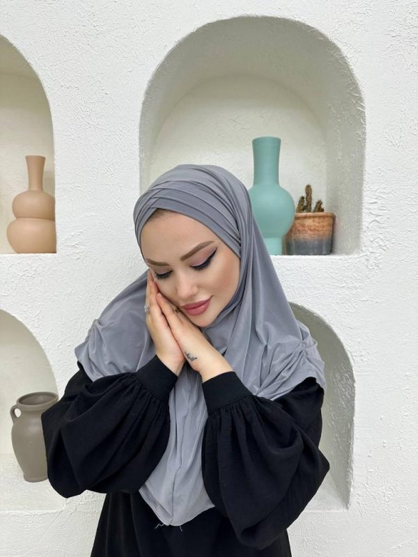 Çapraz Üç Bantlı Uzun Drape Bone – Gri