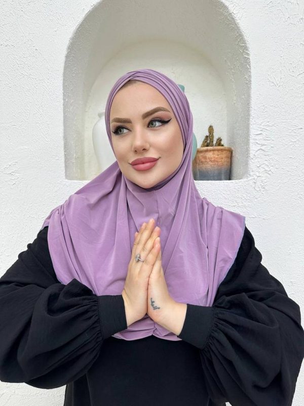 Çapraz Üç Bantlı Uzun Drape Bone – Lavanta