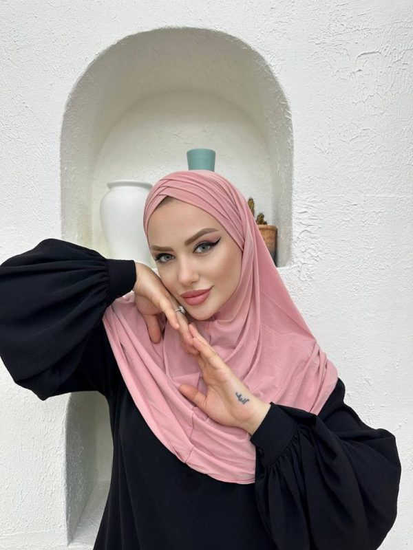 Çapraz Üç Bantlı Uzun Drape Bone – Pembe