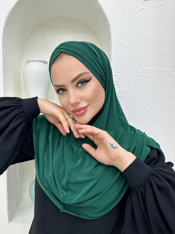 Çapraz Üç Bantlı Uzun Drape Bone – Zümrüt