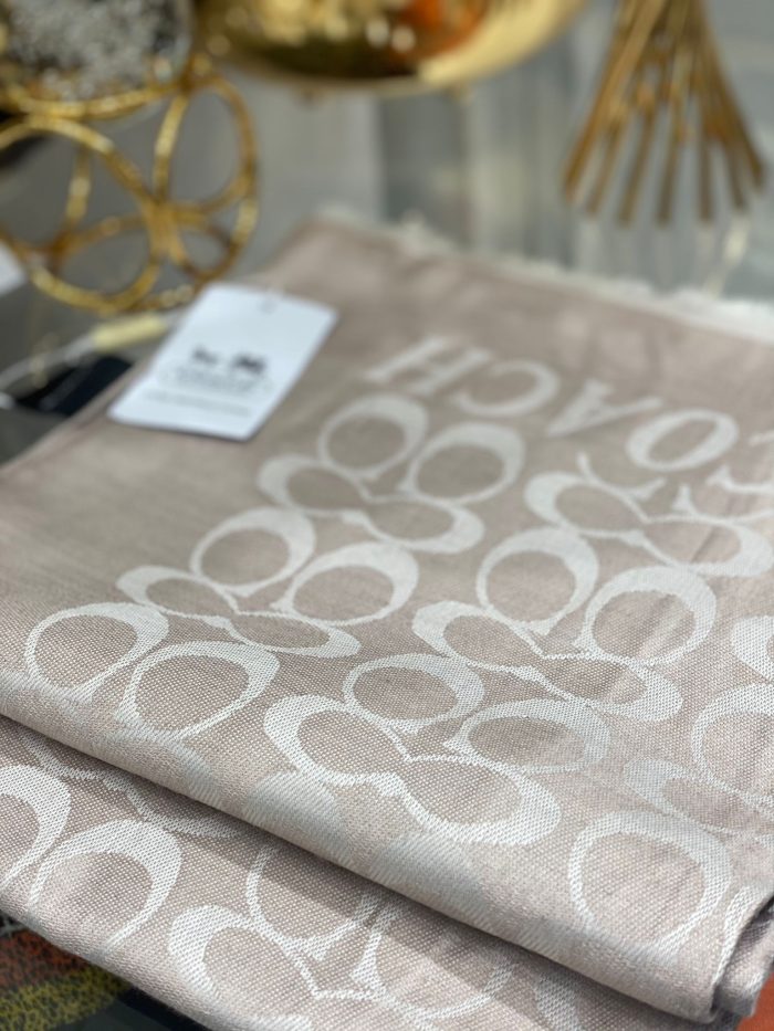 Coach Yün İpek A Kalite Çift Taraflı Marka Şal - Bej - Organic ScarfsOrganic Scarfs
