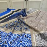 Colors Plus Marka Otantik Desen Twill Eşarp - Mavi Krem
