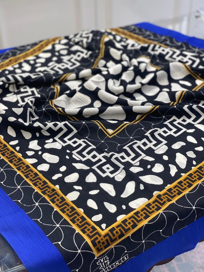 Dalmaçya Etnik Desenli Mio Cazz Eşarp - Saks - Organic ScarfsOrganic Scarfs
