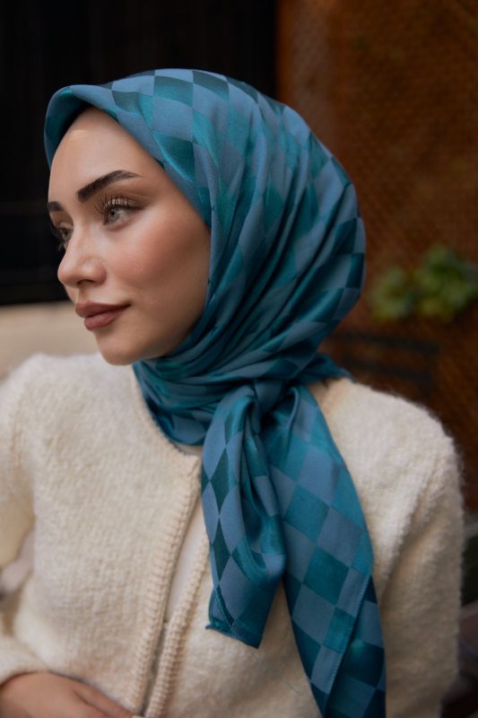 Dama Desen Jakar Eşarp – Petrol