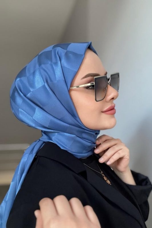 Dama Desen Jakar Şal – İndigo