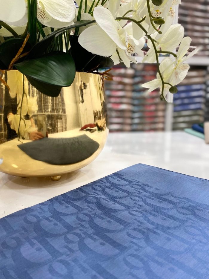 Dior Desen Pamuklu Şal - İndigo - Organic ScarfsOrganic Scarfs