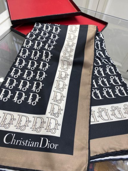 Dior Desen Twiil Eşarp - Siyah-Camel - Organic ScarfsOrganic Scarfs