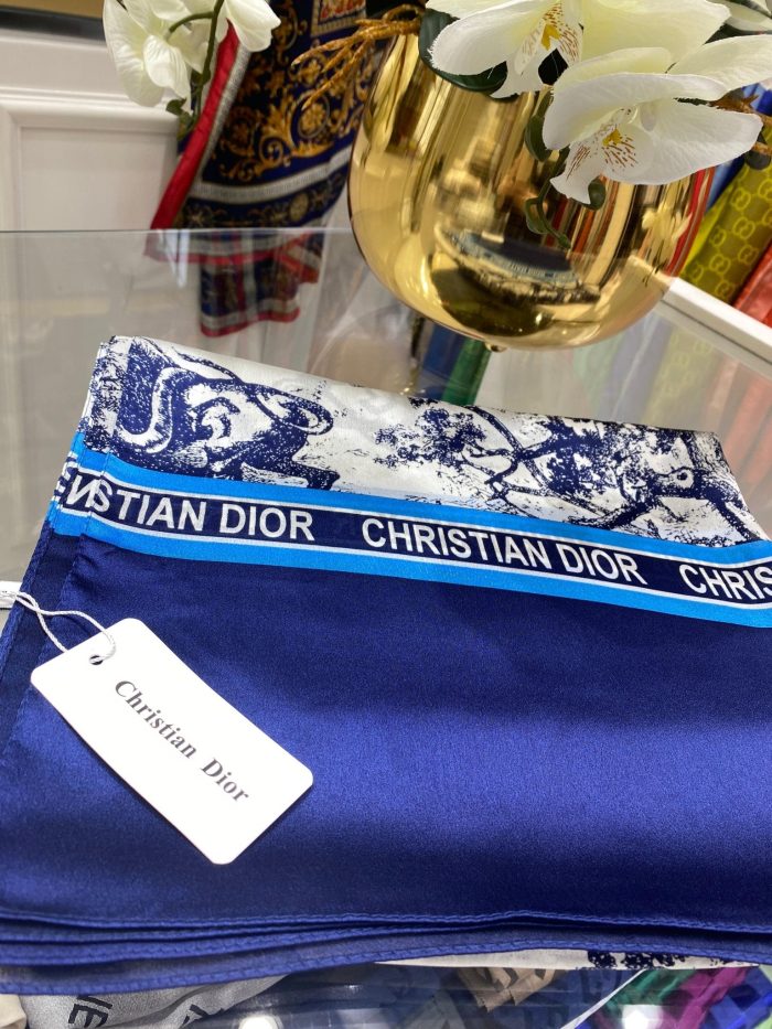 Dior İthal Vual İpek Şal - Lacivert - Organic ScarfsOrganic Scarfs
