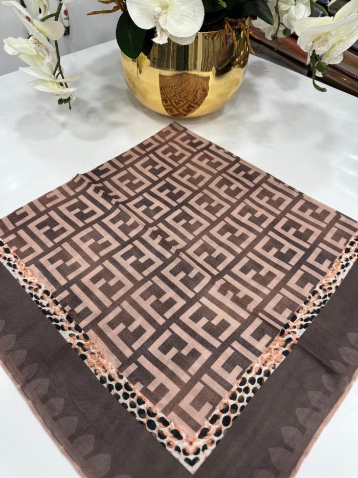 Fendi Bahar Esintisi Pamuk Keten Eşarp - Kahve - Organic ScarfsOrganic Scarfs