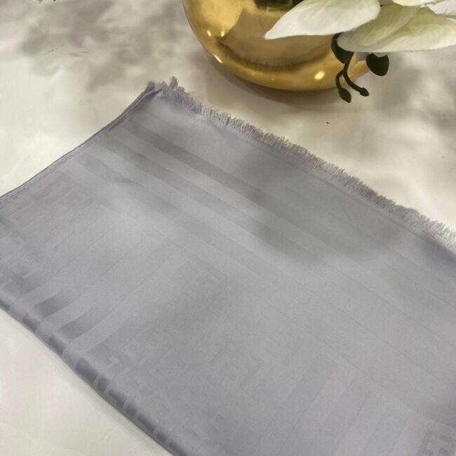 Fendi Pamuklu İpek Jakar Şal - Gri - Organic ScarfsOrganic Scarfs