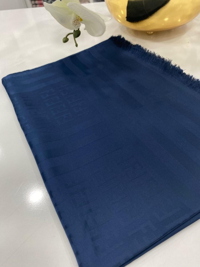 Fendi Pamuklu İpek Jakar Şal - Lacivert - Organic ScarfsOrganic Scarfs