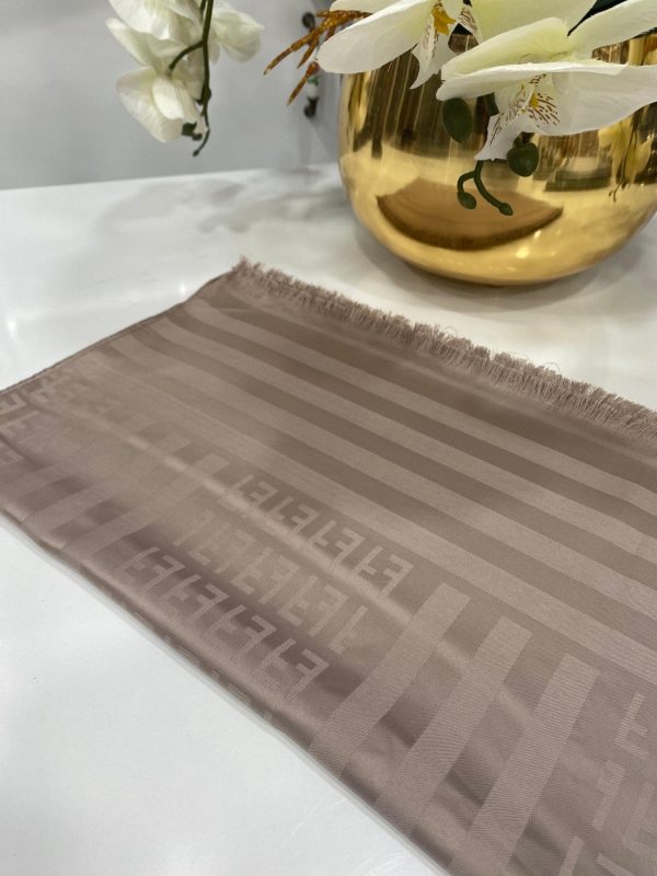 Fendi Pamuklu İpek Jakar Şal - Vizon - Organic ScarfsOrganic Scarfs