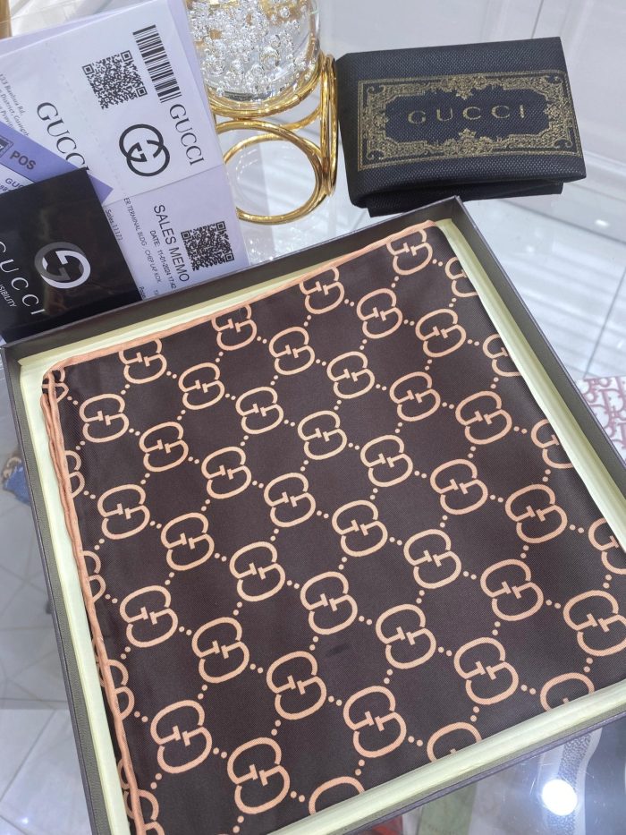 G Desen Twill İpek Eşarp - Kahve-Bej - Organic ScarfsOrganic Scarfs