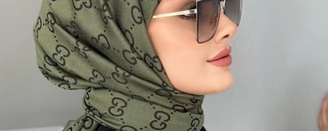 G Desenli İpek Kaşmir Çift Taraflı Şal - Haki - Organic ScarfsOrganic Scarfs