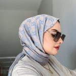 G Desenli İpek Kaşmir Çift Taraflı Şal 440344 - Mavi