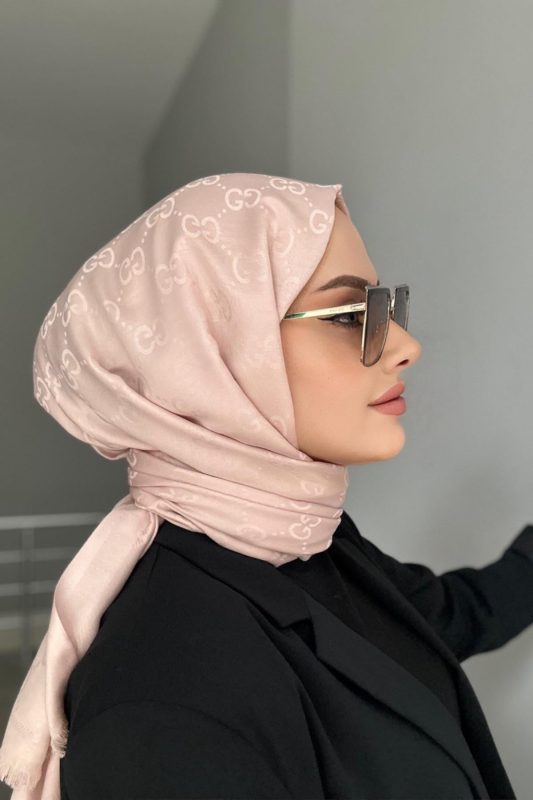 G Desenli İpek Kaşmir Çift Taraflı Şal 440344 – Pembe