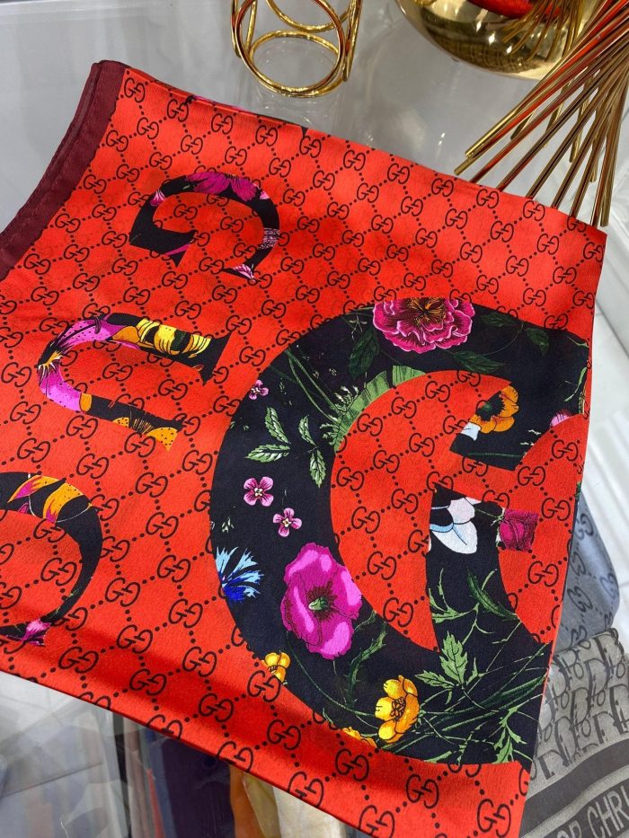 Gucci İthal Vual İpek Şal - Kırmızı - Organic ScarfsOrganic Scarfs