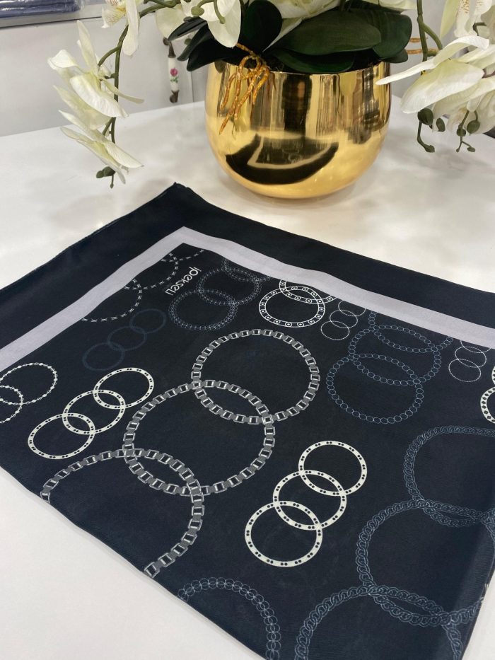 Halka Desen Pamuk Şal - Siyah - Organic ScarfsOrganic Scarfs