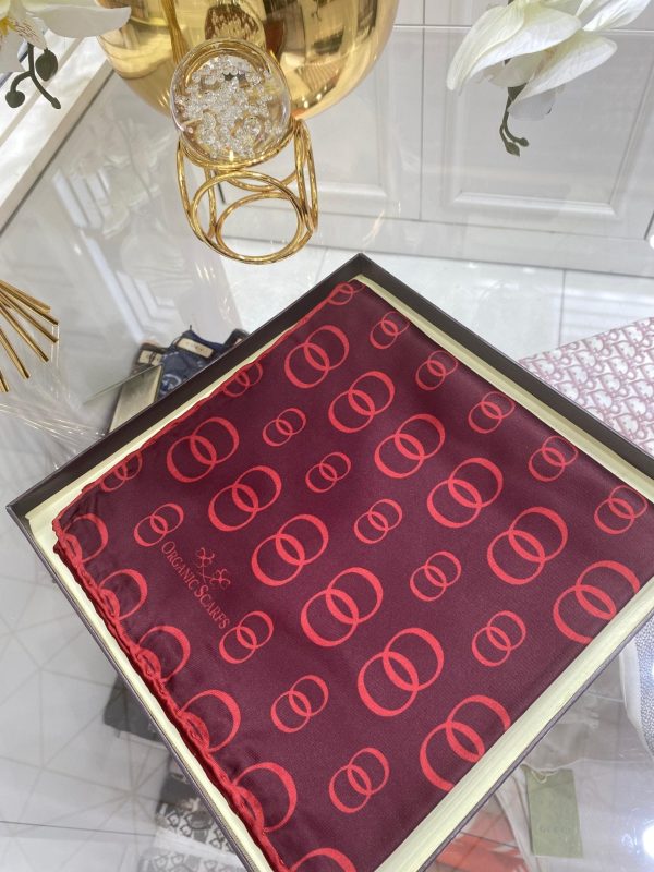Halka Desen Twill İpek Eşarp – Bordo