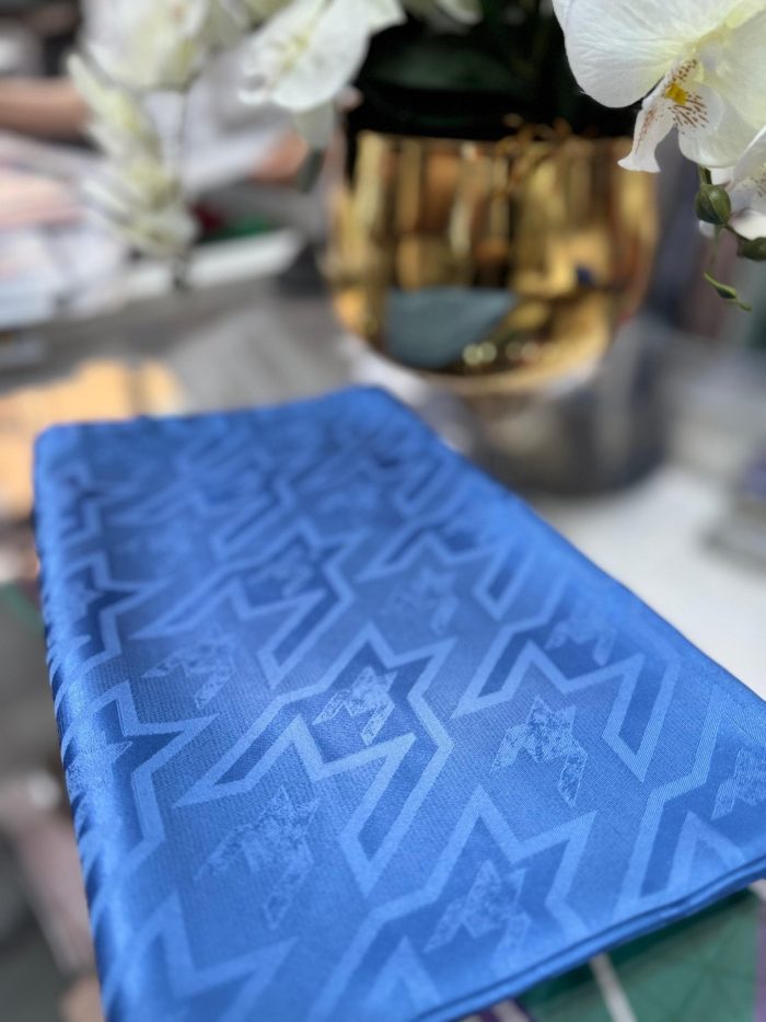 Kazayağı Big Desen Jakar Şal - İndigo - Organic ScarfsOrganic Scarfs