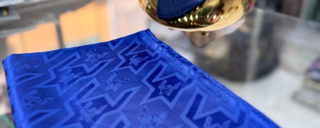 Kazayağı Big Desen Jakar Şal - Saks - Organic ScarfsOrganic Scarfs