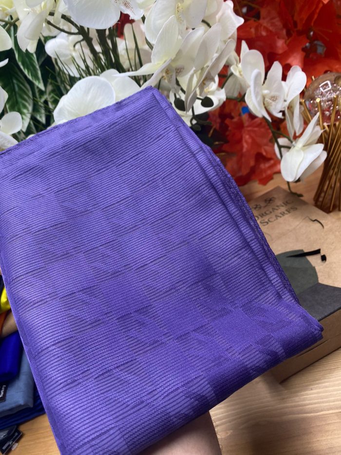 Kazayağı Damalı Desen Pamuk İpek Jakar Şal - Mürdüm - Organic ScarfsOrganic Scarfs