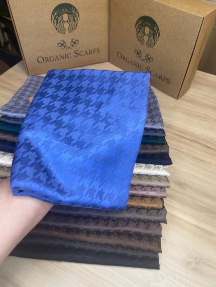 Kazayağı Desen İpeksi Jakar Şal - İndigo - Organic ScarfsOrganic Scarfs