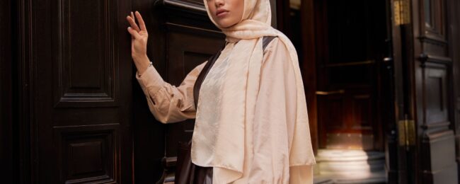 Kazayağı Desen Jakar Şal - Bej - Organic ScarfsOrganic Scarfs