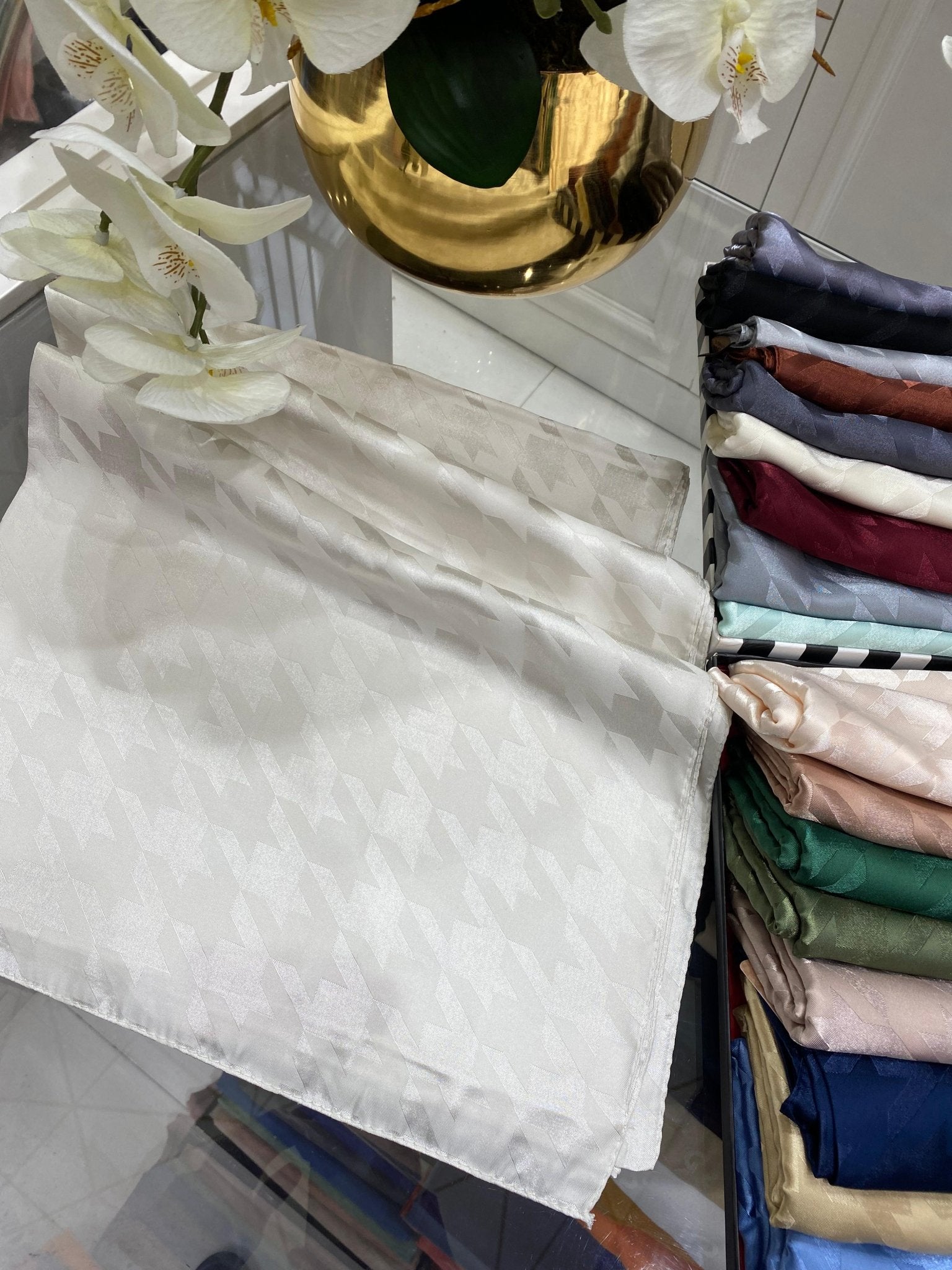 Kazayağı Desen Jakar Şal - Çakıl Taşı - Organic ScarfsOrganic Scarfs