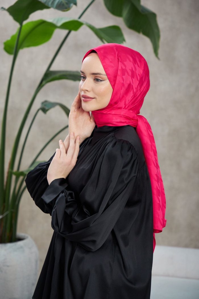 Kazayağı Desen Jakar Şal - Fuşya - Organic ScarfsOrganic Scarfs