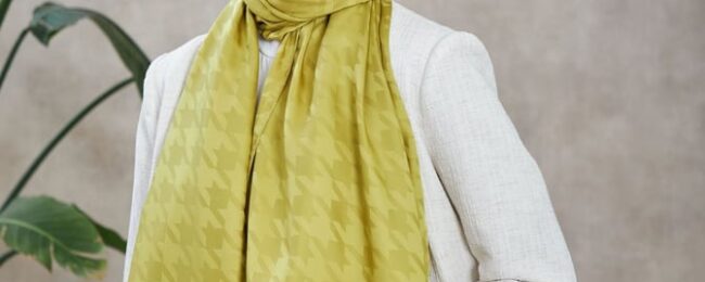 Kazayağı Desen Jakar Şal - Yağ Yeşili - Organic ScarfsOrganic Scarfs