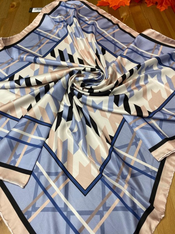 Kazayağı Desen Twill Eşarp – Mavi