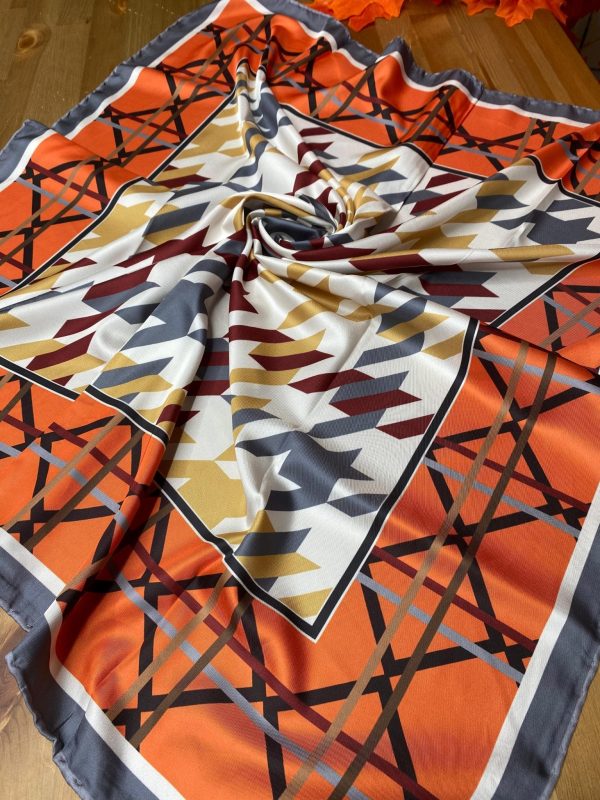 Kazayağı Desen Twill Eşarp – Turuncu