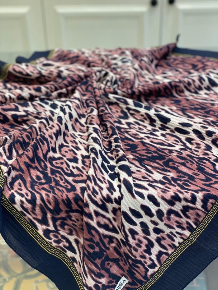 Leopar Desen Mio Cazz Eşarp - Gül Kurusu - Organic ScarfsOrganic Scarfs