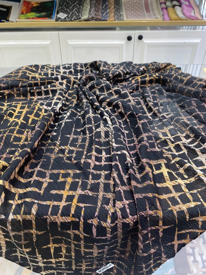 Minimal Desen Mio Caz Eşarp - Siyah/ Bej - Organic ScarfsOrganic Scarfs
