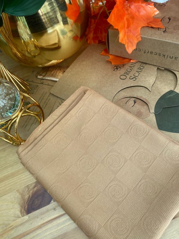 Monogram Desen Pamuk İpek Jakar Şal – Camel