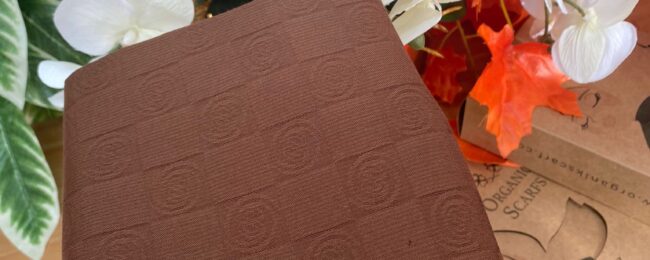 Monogram Desen Pamuk İpek Jakar Şal - Kahverengi - Organic ScarfsOrganic Scarfs
