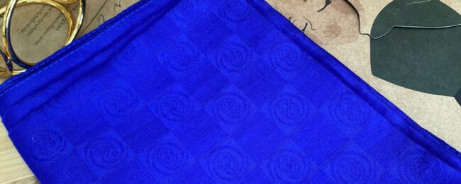 Monogram Desen Pamuk İpek Jakar Şal - Saks - Organic ScarfsOrganic Scarfs