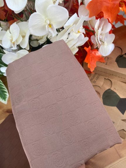 Monogram Desen Pamuk İpek Jakar Şal - Vizon - Organic ScarfsOrganic Scarfs